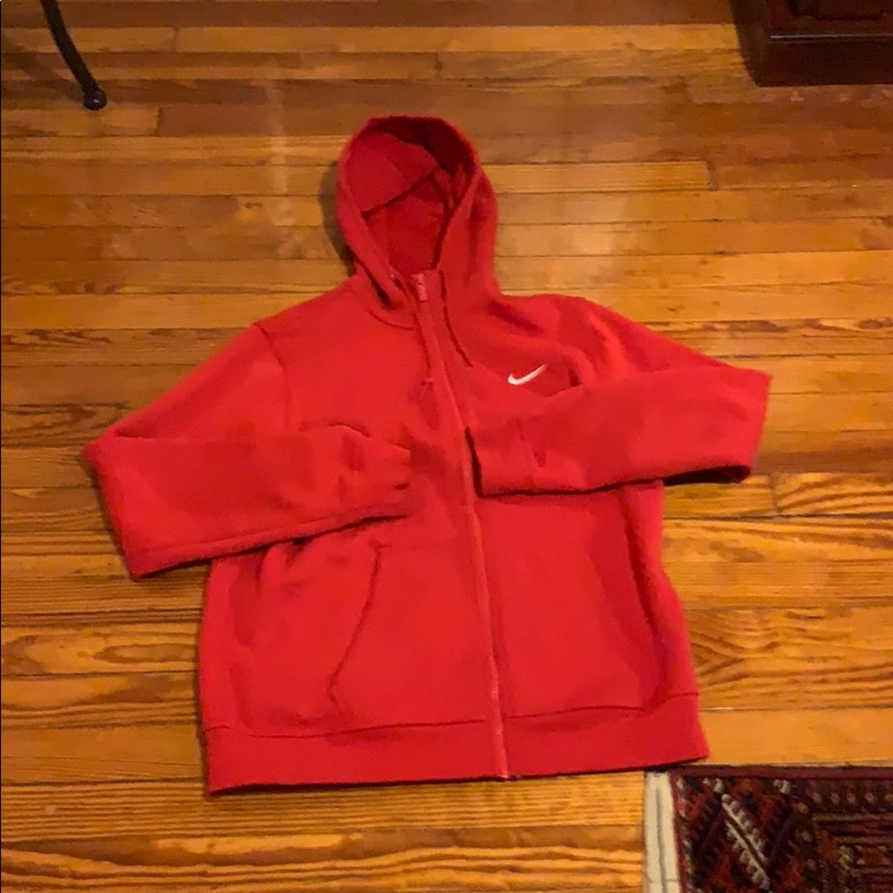red nike hoodie size large